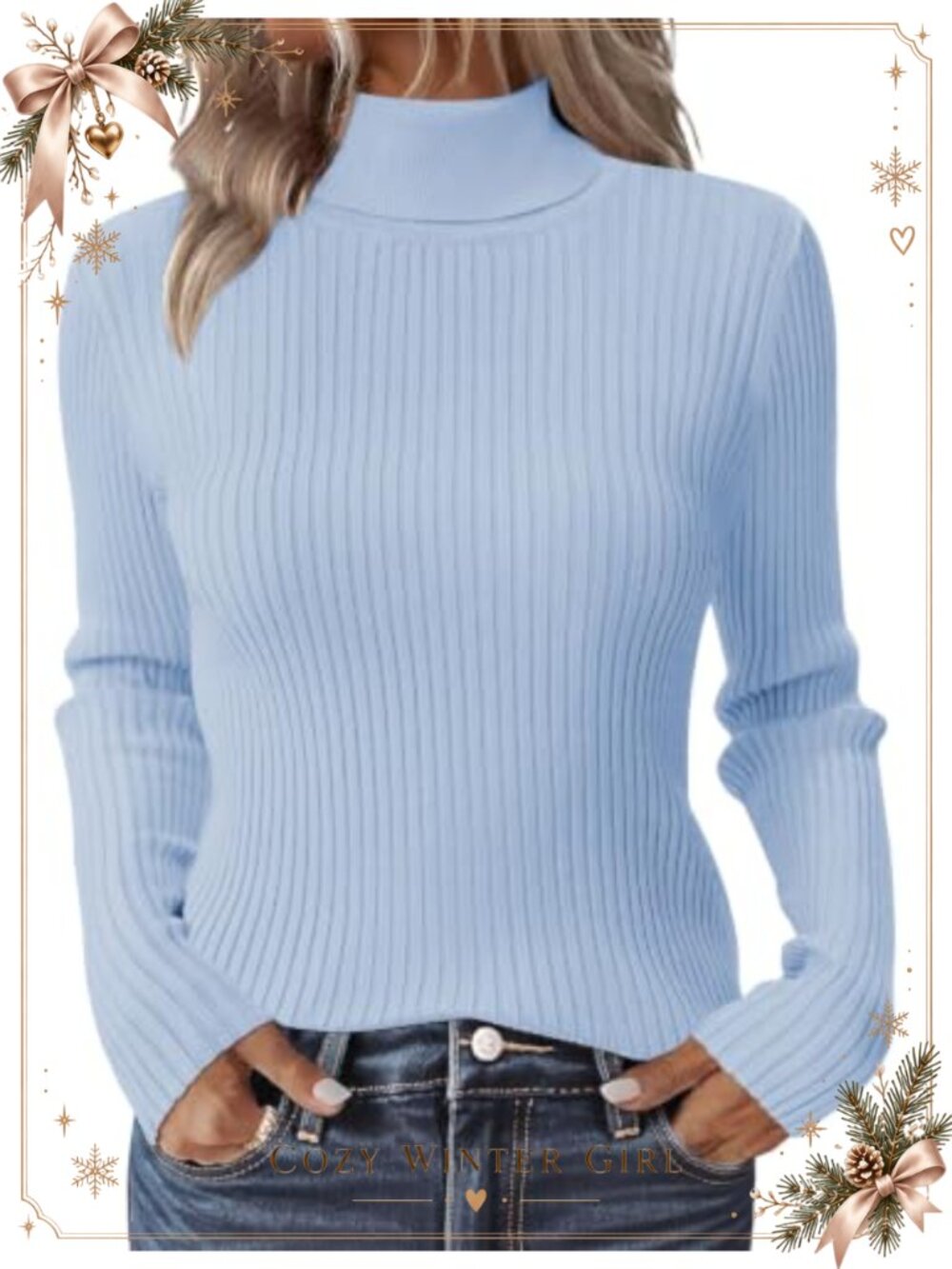 Ribbed Turtleneck Long Sleeve Sweater